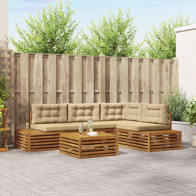 Set de canapele de exterior cu pernă 5 Bucată Natural și Bej