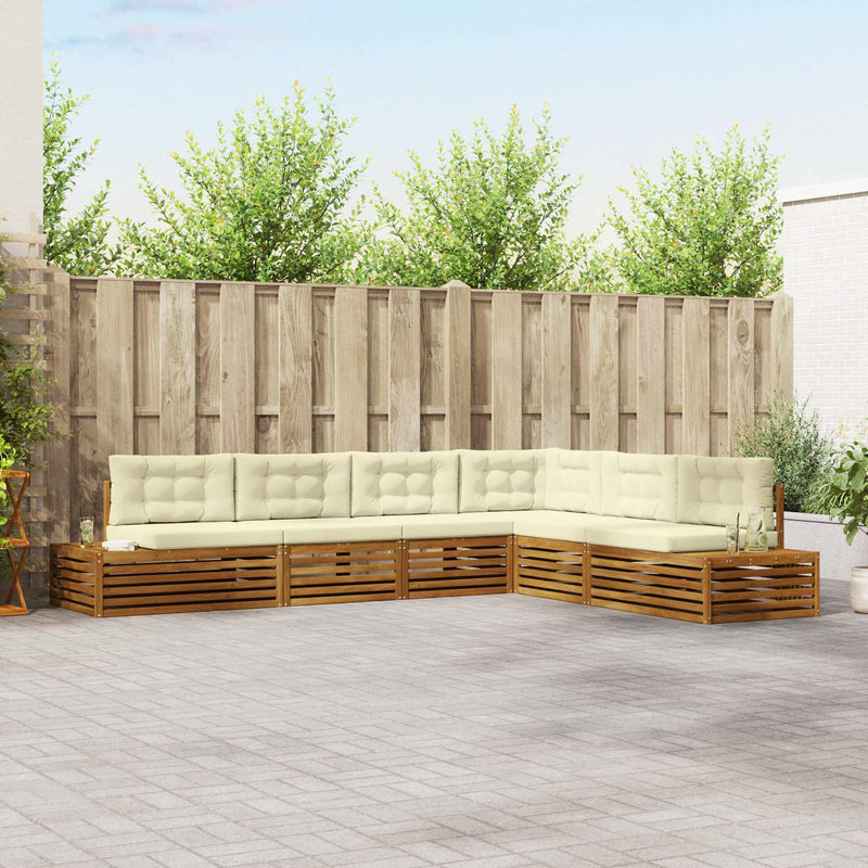 7 buc. Set de canapele de exterior Natural și Crem