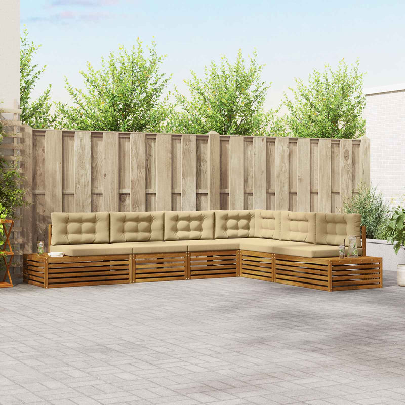 7 buc. Set de canapele de exterior Natural și Bej