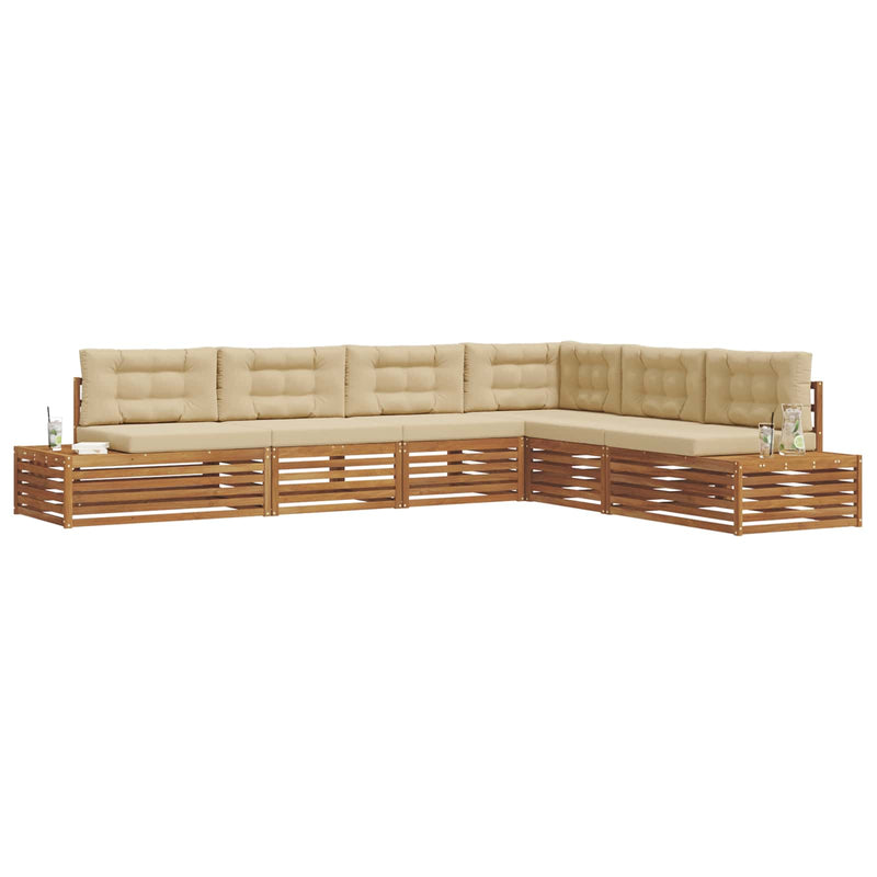 7 buc. Set de canapele de exterior Natural și Bej