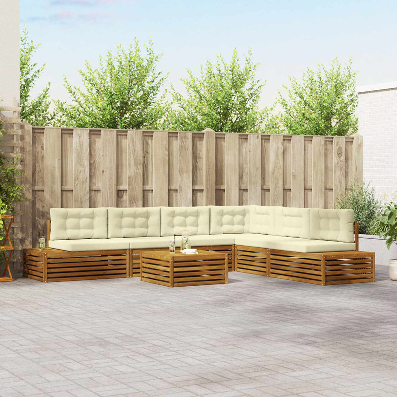 8 buc. Set de canapele de exterior Natural și Crem