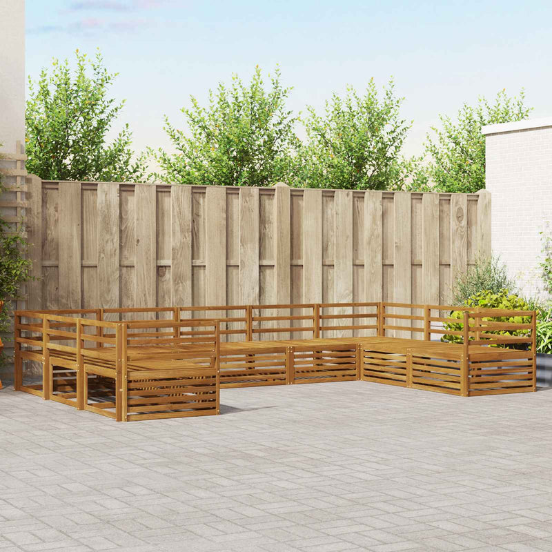 Set de canapele de exterior 9 buc. natural Lemn Solid de Acacia