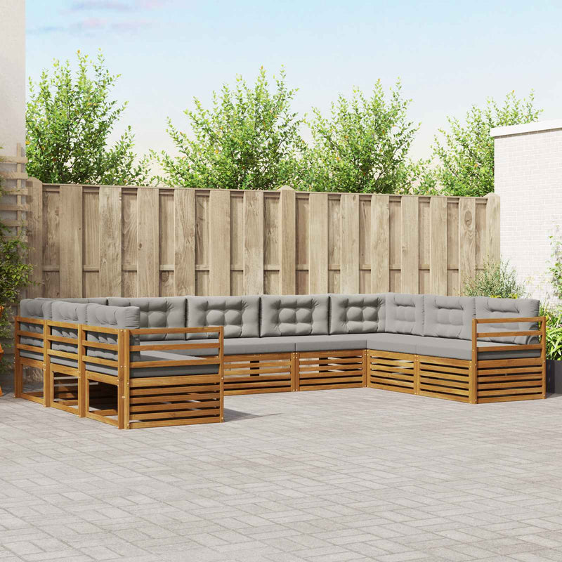 Set de canapele de exterior 9 buc. Gri natural și deschis