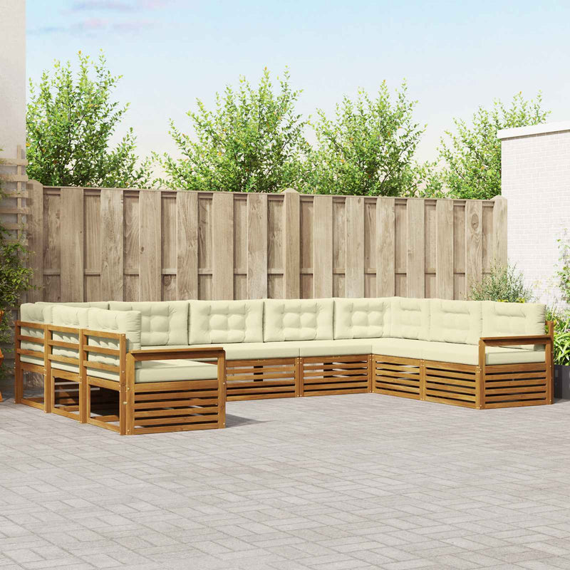 Set de canapele de exterior 9 buc. Natural și Crem