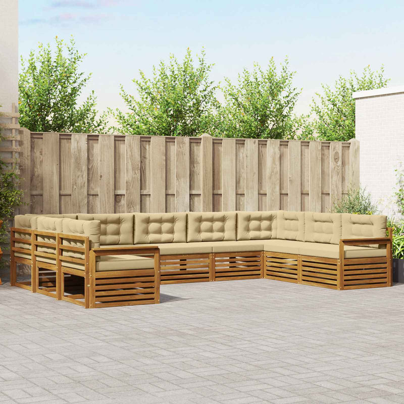 Set de canapele de exterior 9 buc. Natural și Bej