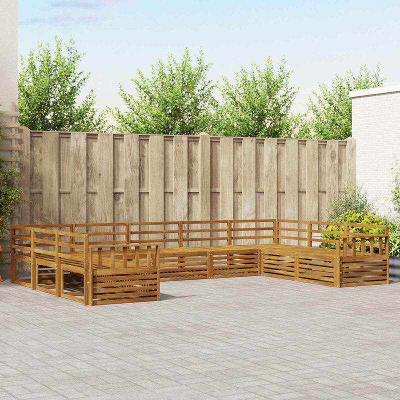 Set de canapele de exterior 9 buc. natural Lemn Solid de Acacia