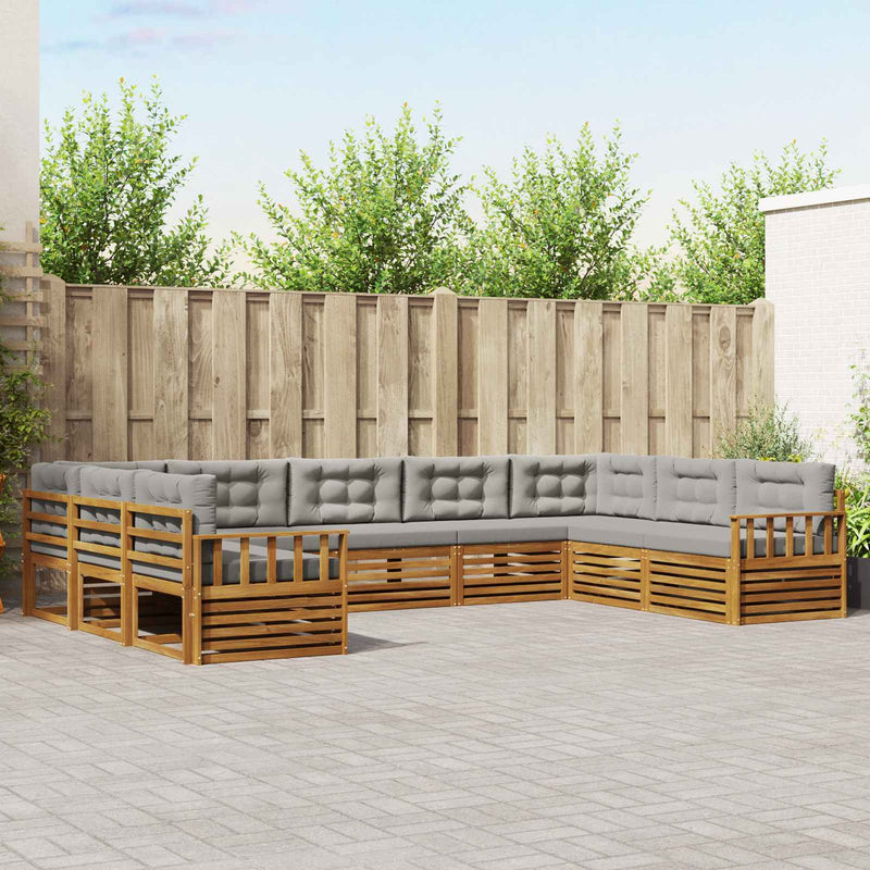 Set de canapele de exterior 9 buc. Gri natural și deschis