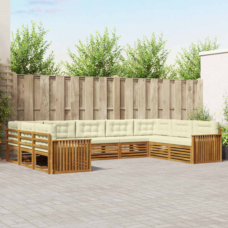 Set de canapele de exterior 9 buc. Natural și Crem