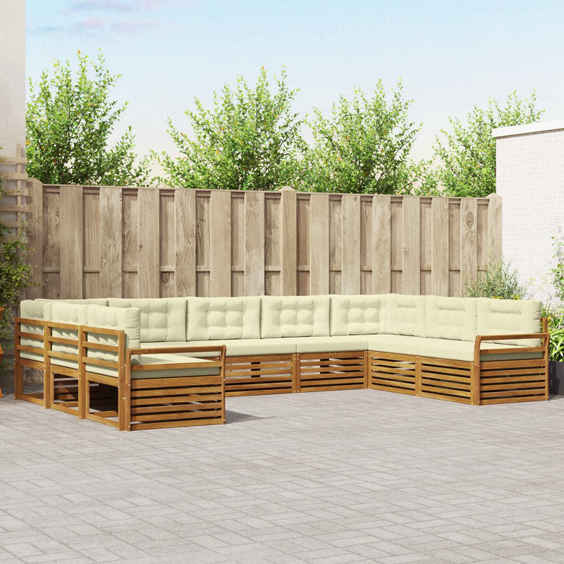 Set de canapele de exterior 9 buc. Natural și Crem