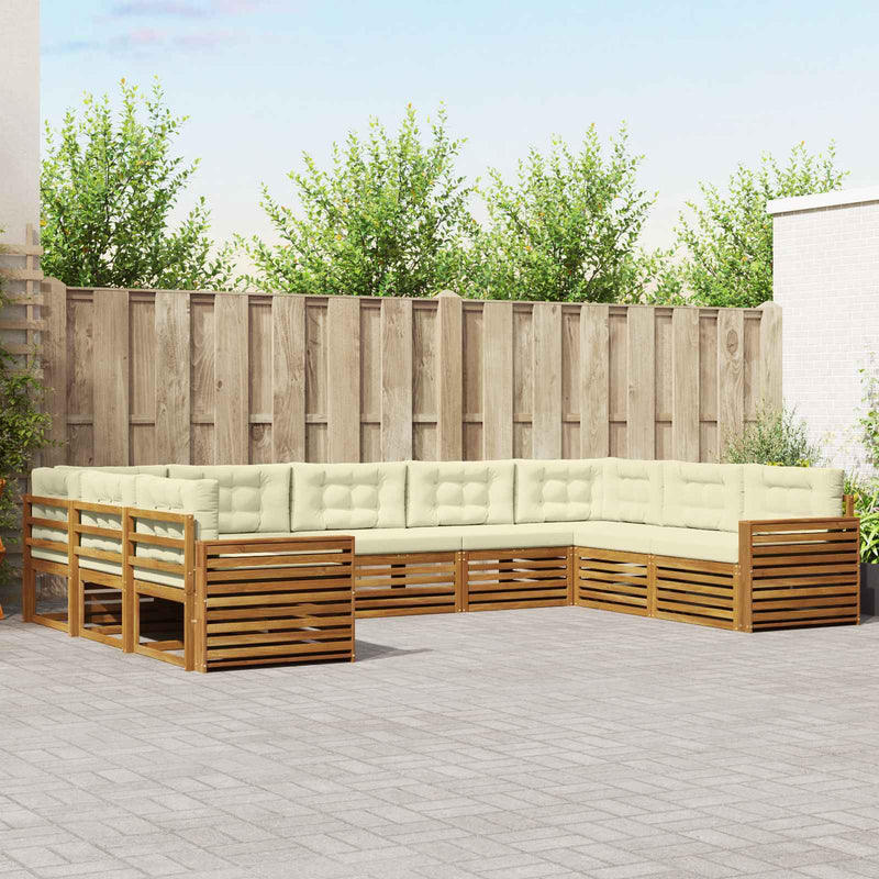 Set de canapele de exterior 9 buc. Natural și Crem