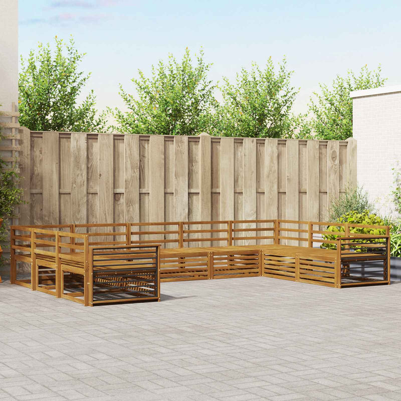 Set de canapele de exterior 9 buc. natural Lemn Solid de Acacia
