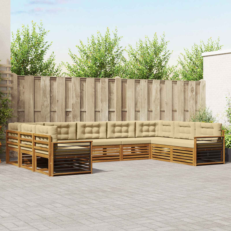 Set de canapele de exterior 9 buc. Natural și Bej
