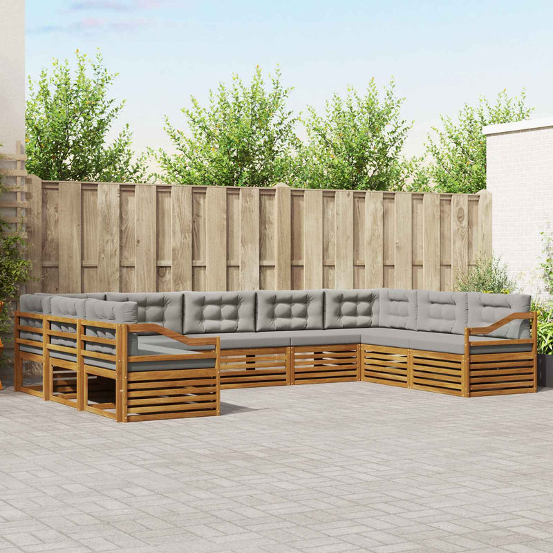 Set de canapele de exterior 9 buc. Gri natural și deschis