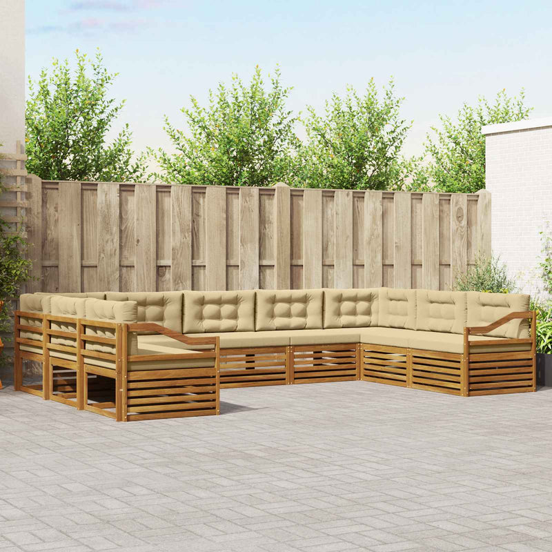 Set de canapele de exterior 9 buc. Natural și Bej