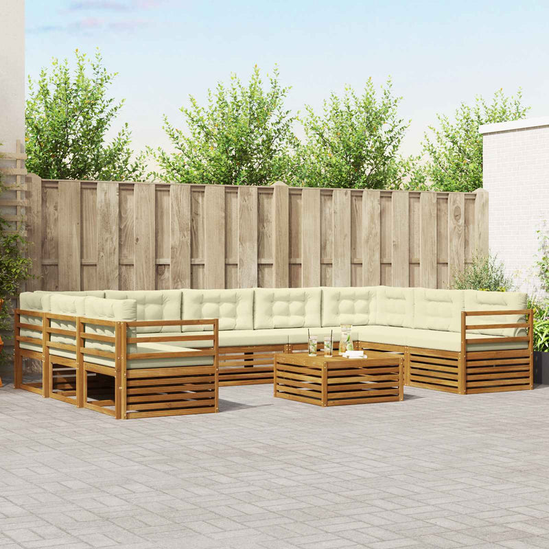 Set de canapele de exterior 10 buc. Natural și Crem