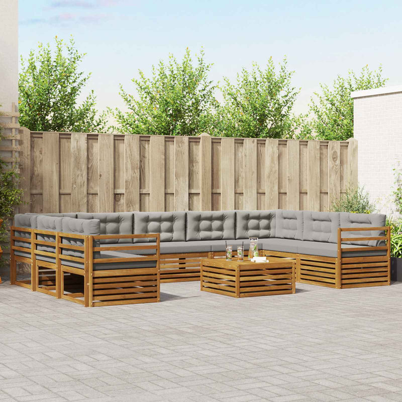 Set de canapele de exterior 10 buc. Gri natural și deschis