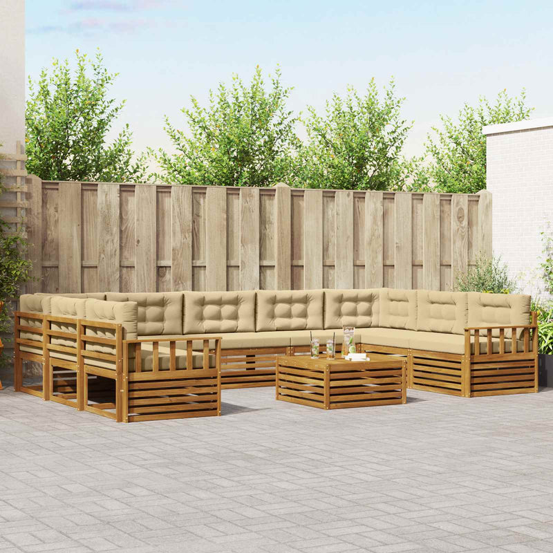 Set de canapele de exterior 10 buc. Natural și Bej