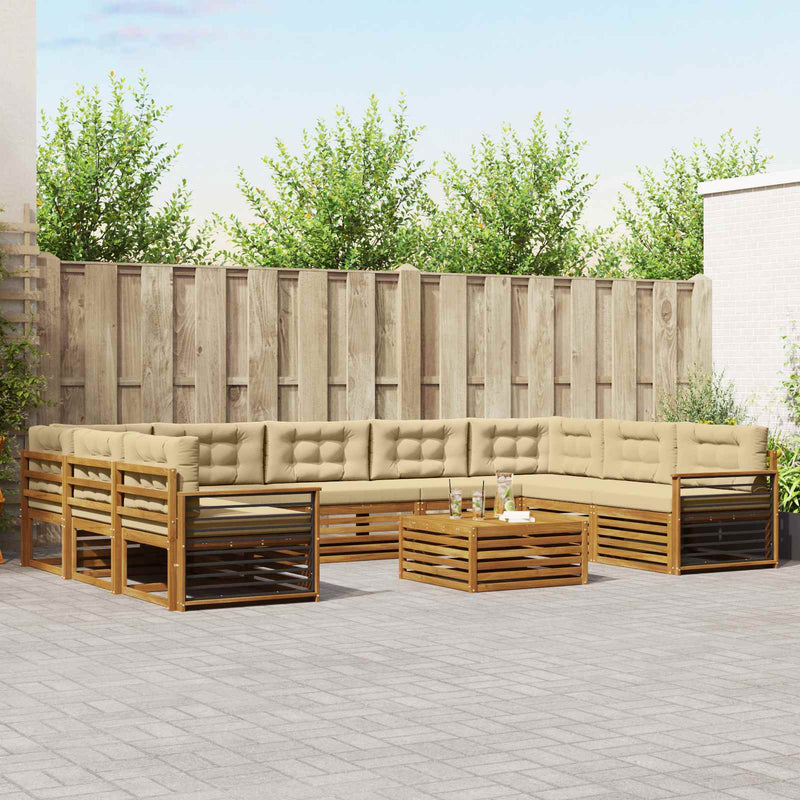 Set de canapele de exterior 10 buc. Natural și Bej
