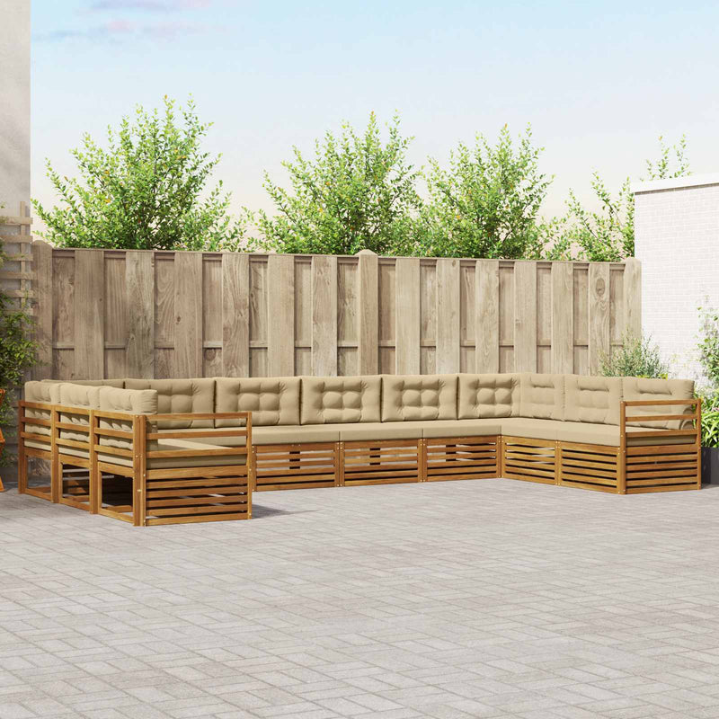 Seturi de canapele 7 buc. Natural și Bej Lemn Solid de Acacia