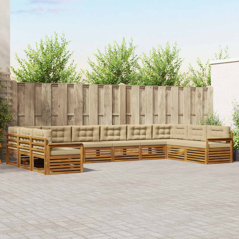 Seturi de canapele 4 buc. Natural și Bej Lemn Solid de Acacia