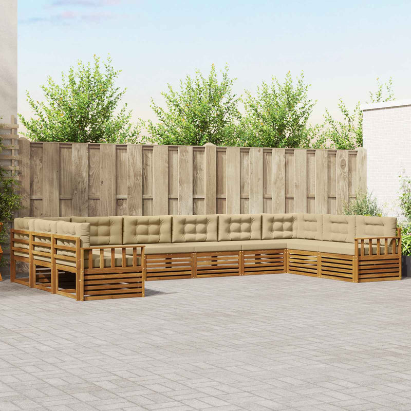 Seturi de canapele 5 buc. Natural și Bej Lemn Solid de Acacia