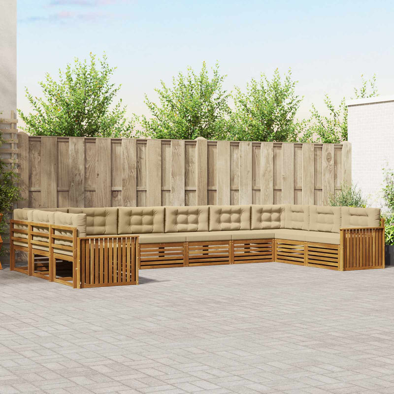 Seturi de canapele 8 buc. Natural și Bej Lemn Solid de Acacia