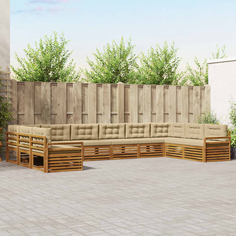Seturi de canapele 8 buc. Natural și Bej Lemn Solid de Acacia