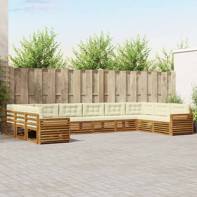 Seturi de canapele 8 buc. Natural și Crem Lemn Solid de Acacia