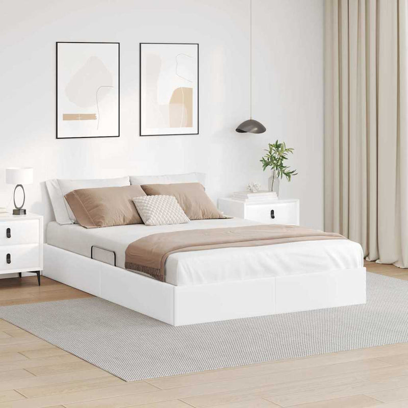 Pat cu storage Alb pur 153 x 203 cm Piele artificială