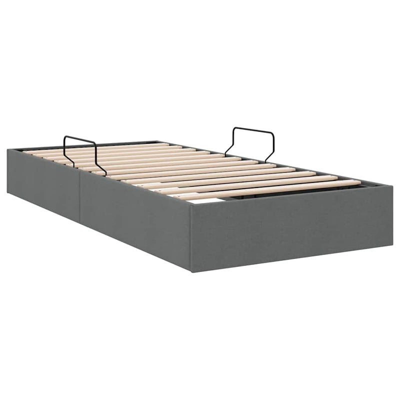 Pat cu storage Gri închis 100 x 203 cm Țesătură