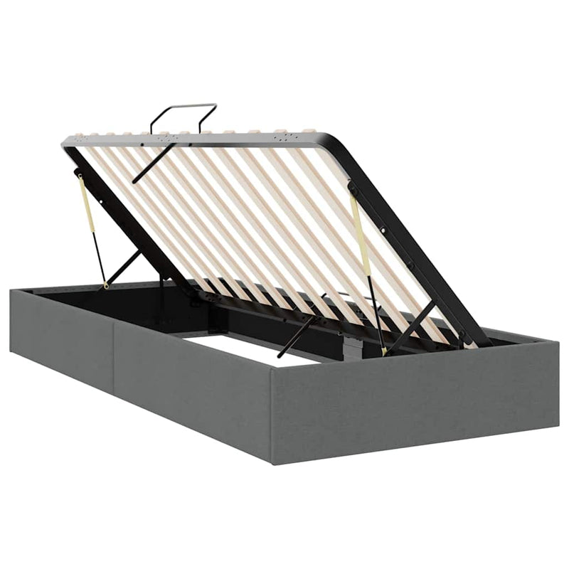 Pat cu storage Gri închis 100 x 203 cm Țesătură