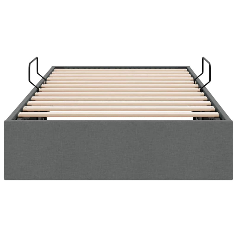 Pat cu storage Gri închis 100 x 203 cm Țesătură