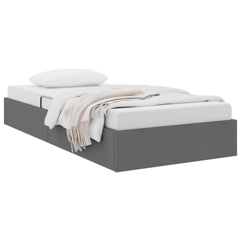 Pat cu storage Gri închis 100 x 203 cm Țesătură