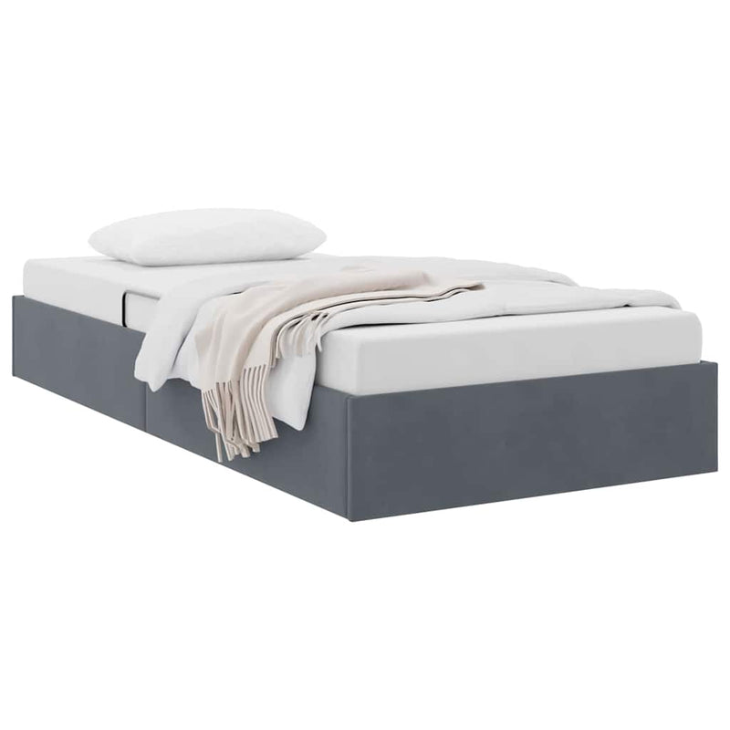 Pat cu storage cu depozitare Gri închis 100 x 203 cm Catifea