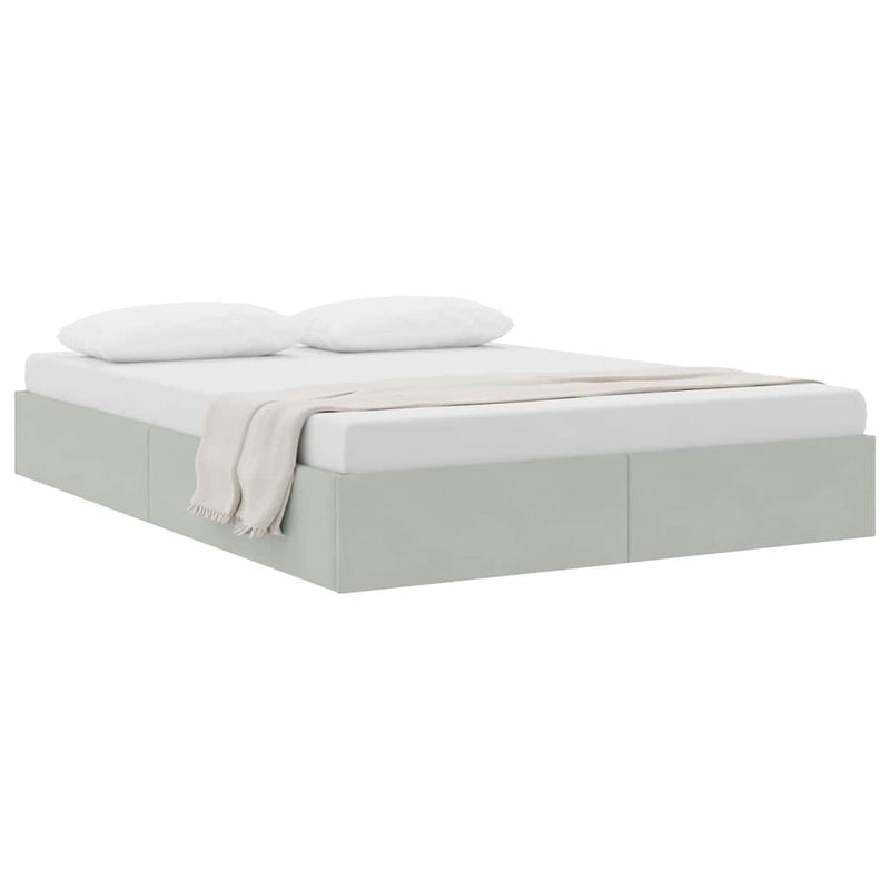 Pat cu storage cu depozitare Gri deschis 153 x 203 cm Catifea