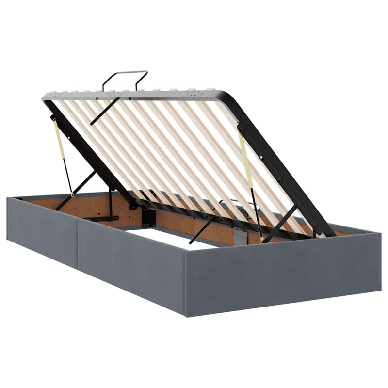 Pat cu storage cu headboard Gri închis 90 x 200 cm Catifea