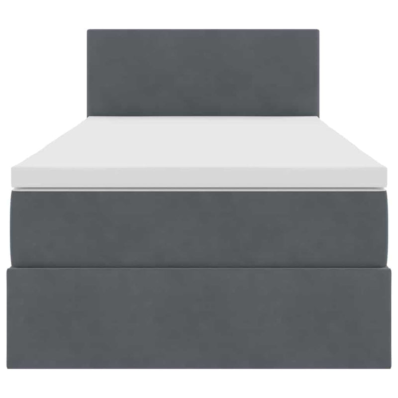 Pat cu storage cu headboard Gri închis 90 x 200 cm Catifea