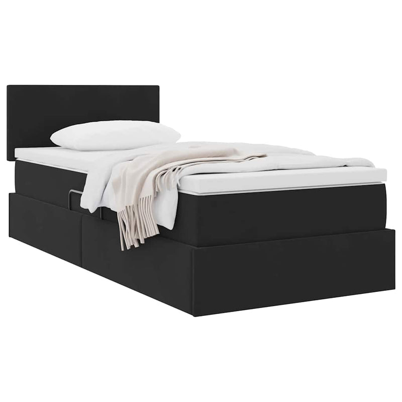 Pat cu storage cu headboard Negru 90 x 200 cm Catifea