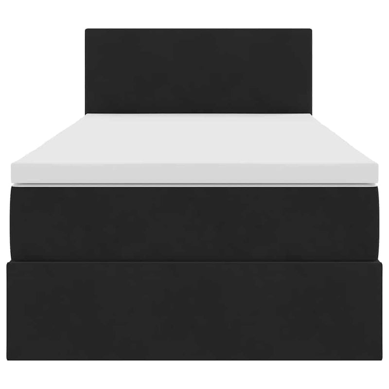 Pat cu storage cu headboard Negru 100 x 200 cm Catifea