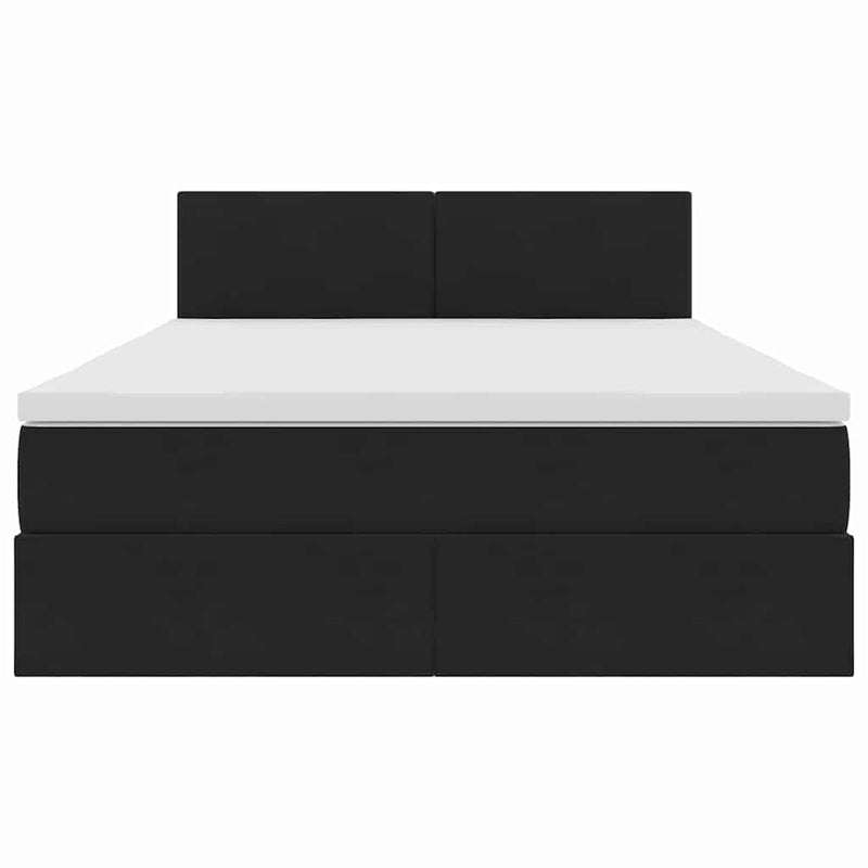 Pat cu storage cu headboard Negru 140 x 200 cm Catifea