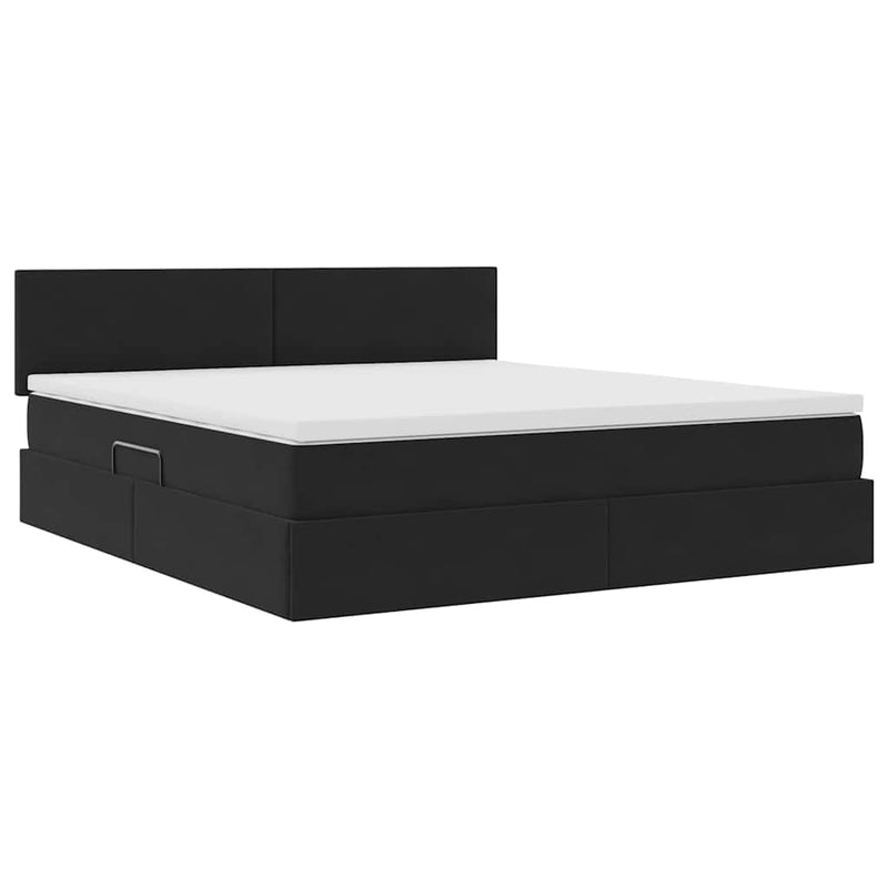 Pat cu storage cu headboard Negru 160 x 200 cm Catifea