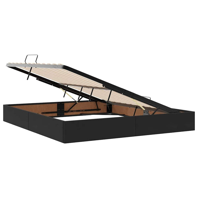 Pat cu storage cu headboard Negru 160 x 200 cm Catifea
