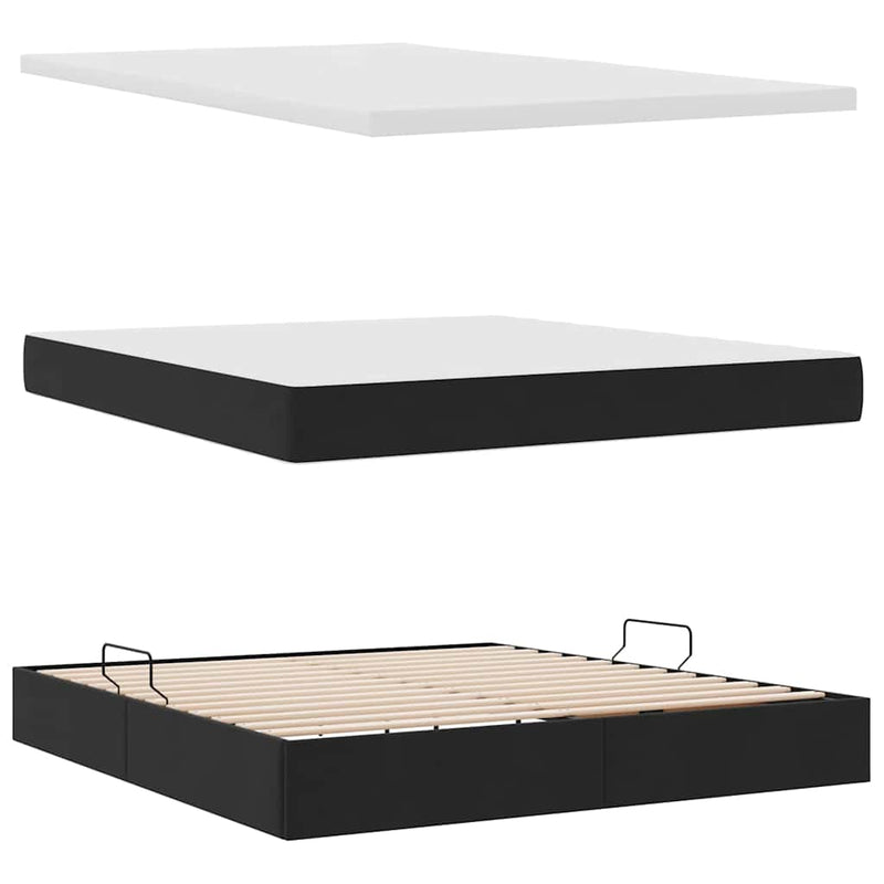 Pat cu storage cu headboard Negru 160 x 200 cm Catifea