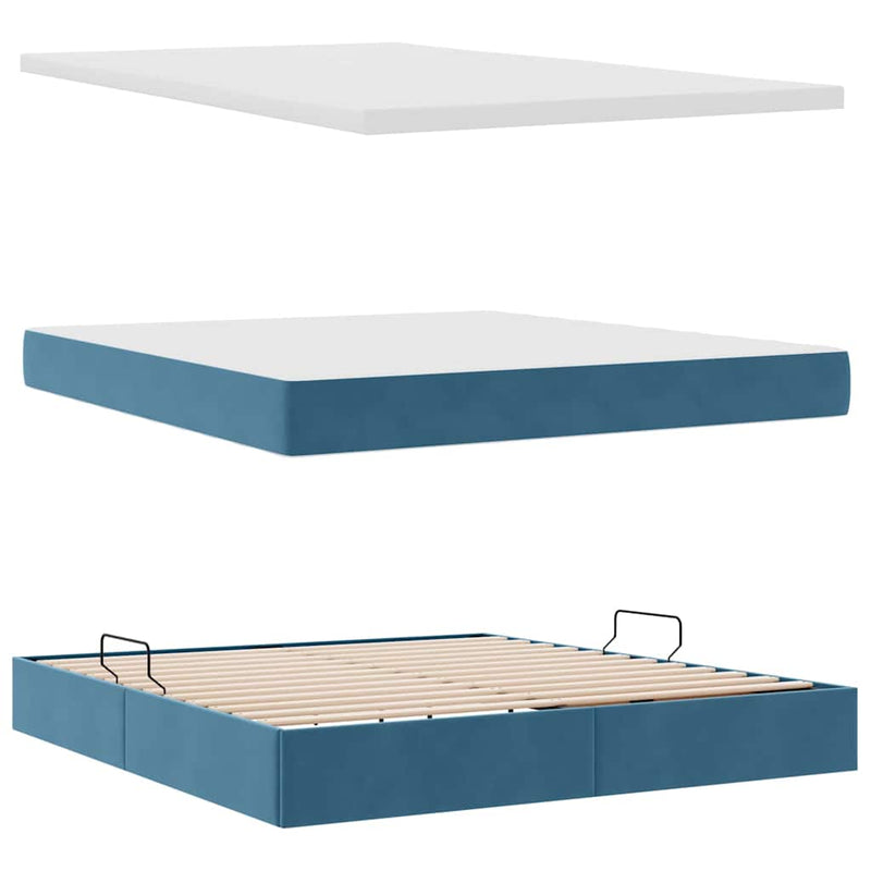 Pat cu storage Albastru închis 160 x 200 cm Catifea