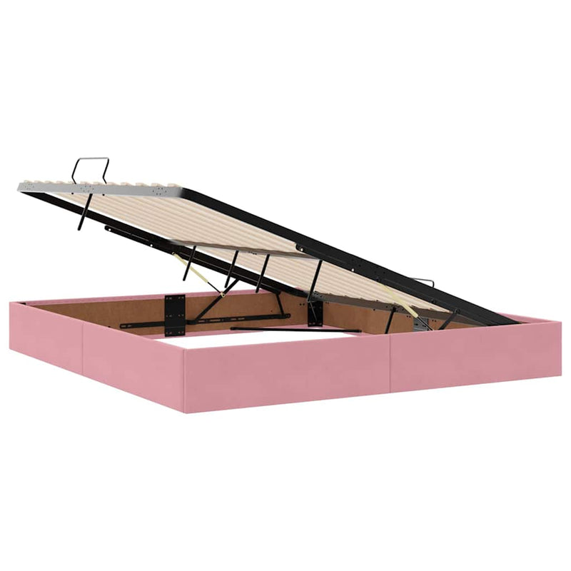 Pat cu storage cu headboard Roz 160 x 200 cm Catifea
