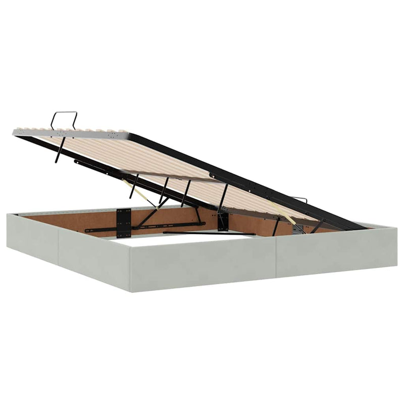 Pat cu storage cu headboard Gri deschis 180 x 200 cm Catifea