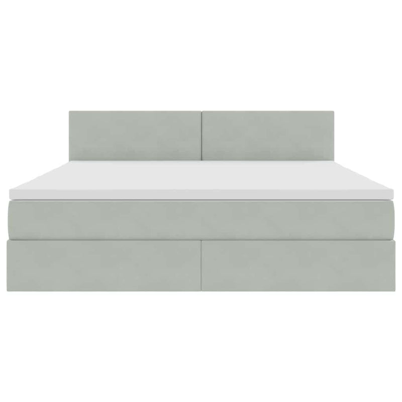 Pat cu storage cu headboard Gri deschis 180 x 200 cm Catifea