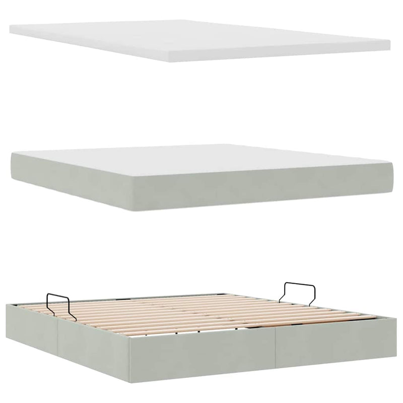 Pat cu storage cu headboard Gri deschis 180 x 200 cm Catifea