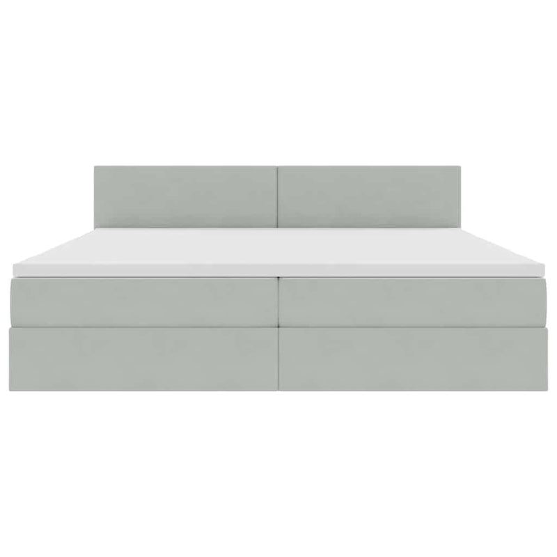 Pat cu storage cu headboard Gri deschis 200 x 200 cm Catifea