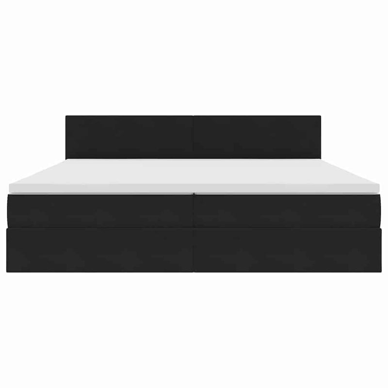 Pat cu storage cu headboard Negru 200 x 200 cm Catifea